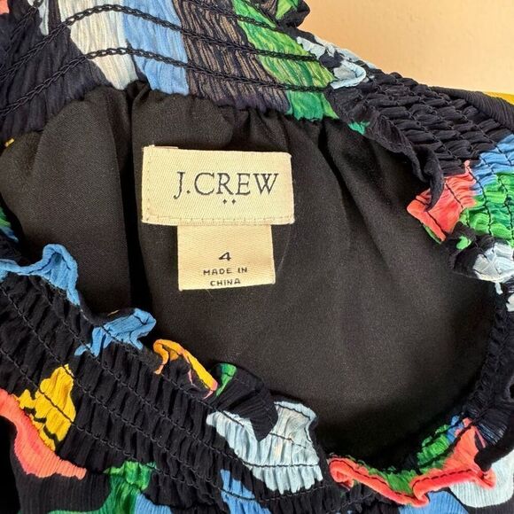 J. CREW factory blouse | Floral mockneck tank top | size 4 | navy | sleeveless - Picture 8 of 10